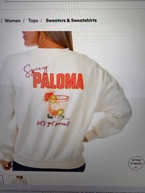 Wildfox Spicy Paloma Graphic Sweatshirt - Cream with Coral Print